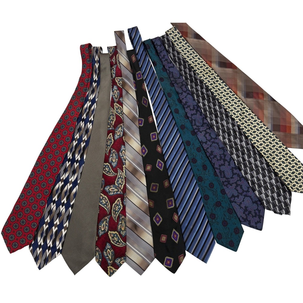 Lot of 12 Silk Ties Neckties Mens Multicolored Silk Bundle Jos A. Bank